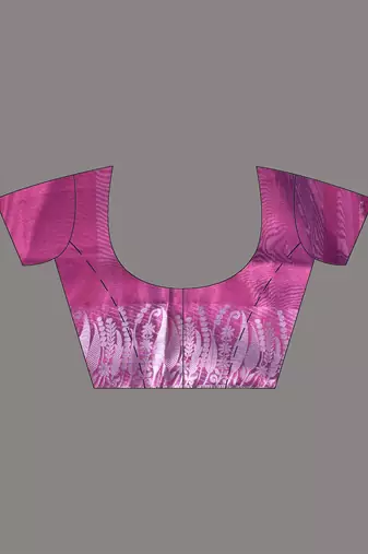 purple tissue saree with intricate silver zari border