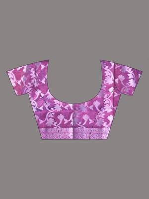 purple tissue saree with gotapatti detailing and elegant border 4