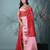 red tissue saree with gotapatti detailing and elegant border