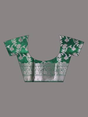 green tissue saree with gotapatti detailing and elegant border 5
