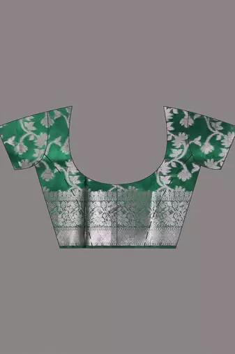 green tissue saree with gotapatti detailing and elegant border