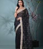 black tissue saree with gotapatti detailing