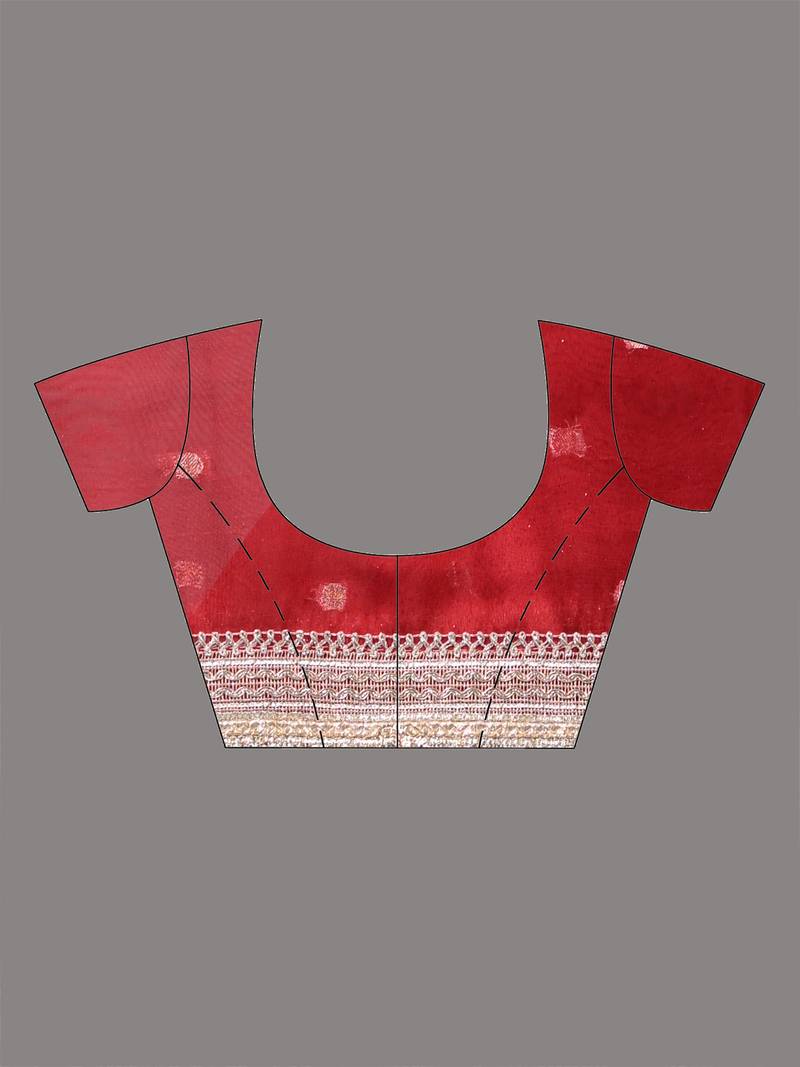 red tissue saree with gotapatti detailing