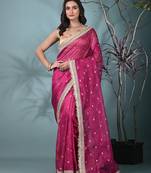 pink tissue saree with gotapatti detailing