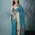 sapphire blue tissue saree with stone detailing