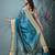 sapphire blue tissue saree with stone detailing