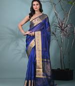 blue tissue saree with stone detailing