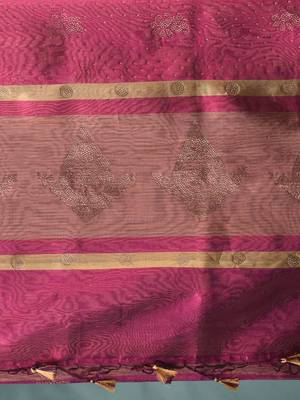 magenta tissue saree with stone detailing 4