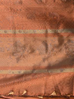 copper tissue saree with stone detailing 4
