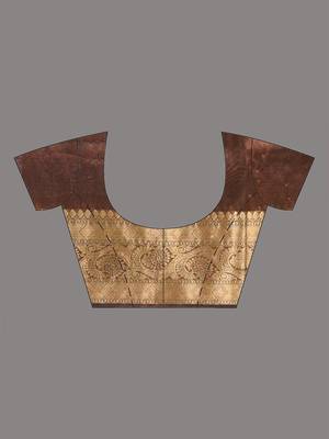 dark red tissue saree with stone detailing 5