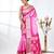 pink & white silk blend tie & dye saree with intricate border
