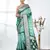 green & white silk blend tie & dye saree with intricate border