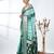 green & white silk blend tie & dye saree with intricate border