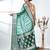green & white silk blend tie & dye saree with intricate border