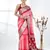 red & white silk blend tie & dye saree with intricate border