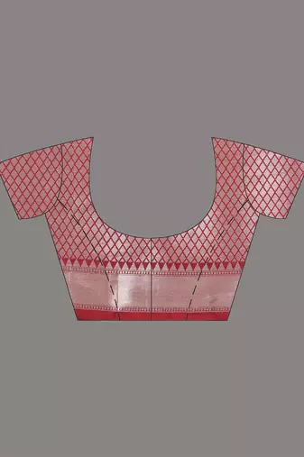 red & white silk blend tie & dye saree with intricate border