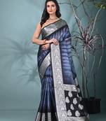 black & grey silk blend tie & dye saree with intricate border