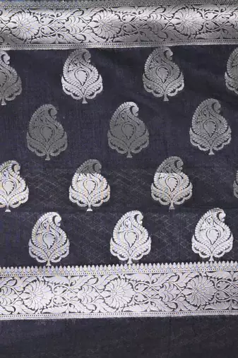 black & grey silk blend tie & dye saree with intricate border