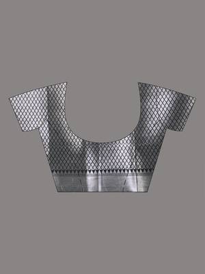 black & grey silk blend tie & dye saree with intricate border 5