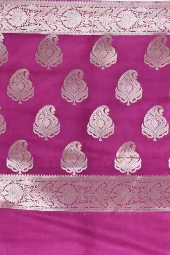 purple & white silk blend tie & dye saree with intricate border
