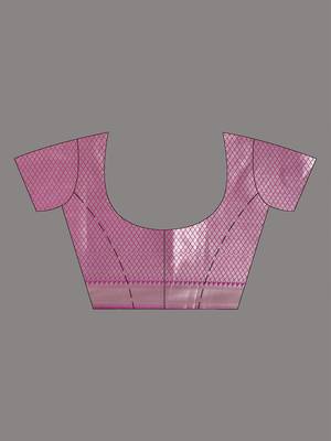 purple & white silk blend tie & dye saree with intricate border 5