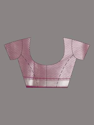 grey & magenta silk blend tie & dye saree with intricate border 5