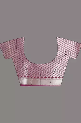 grey & magenta silk blend tie & dye saree with intricate border