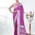 purple georgette saree with silver border and detailing