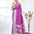 purple georgette saree with silver border and detailing
