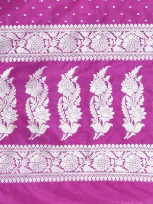 purple georgette saree with silver border and detailing 4