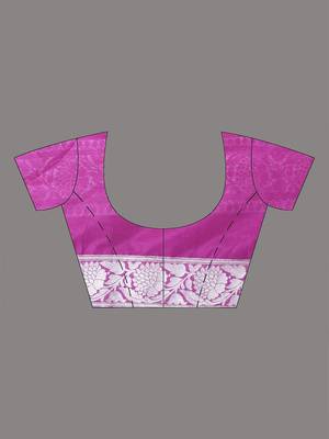 purple georgette saree with silver border and detailing 5