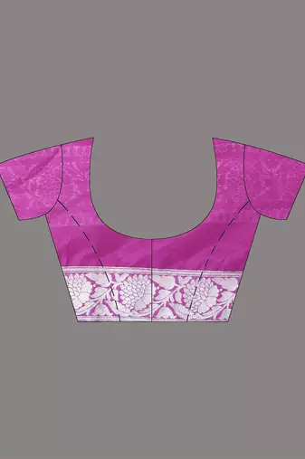purple georgette saree with silver border and detailing