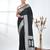 black georgette saree with silver border and detailing