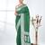 green georgette saree with silver border and detailing