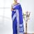 blue georgette saree with silver border and detailing
