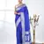 blue georgette saree with silver border and detailing