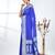 blue georgette saree with silver border and detailing