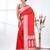 red georgette saree with silver border and detailing