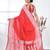 red georgette saree with silver border and detailing