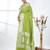 green georgette saree with silver border and detailing