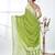green georgette saree with silver border and detailing