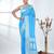 sky blue georgette saree with silver border and detailing