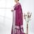 purple georgette saree with silver border and detailing
