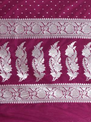 purple georgette saree with silver border and detailing 4