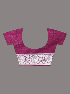 purple georgette saree with silver border and detailing 5