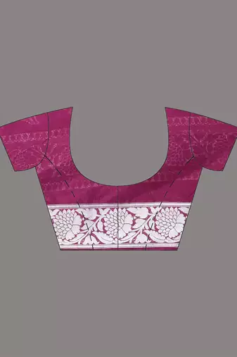 purple georgette saree with silver border and detailing