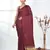maroon modal silk blend saree with golden border and tassels