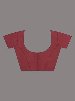 maroon modal silk blend saree with golden border and tassels 5