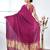 magenta modal silk blend saree with golden border and tassels