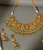 Gold plated kundan multicolor stones necklace set